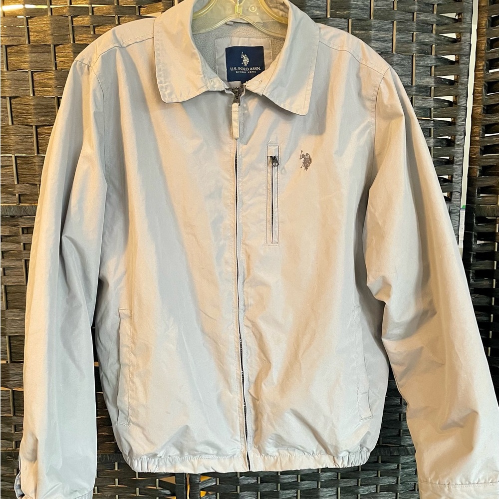 U.S. Polo Assn. Light Gray Zip-Up Lightweight Jacket